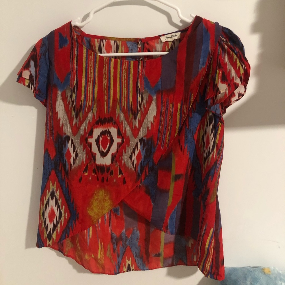 Red print blouse